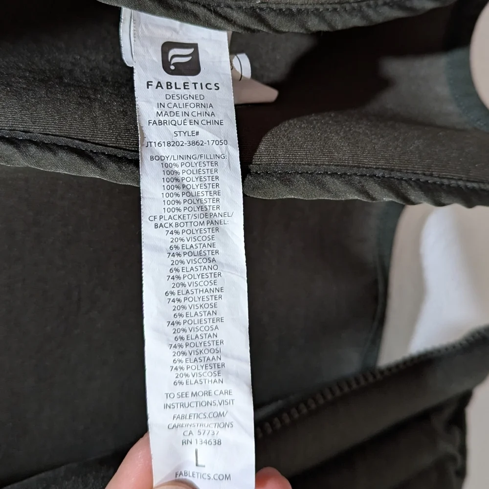 Fabletics Pisa Puffer Quilted Jacket Olive Green Women's Size Large - Picture 9 of 10